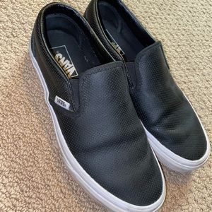 Vans Black Leather Slip-On